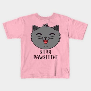 Stat Pawsitive cat Kids T-Shirt